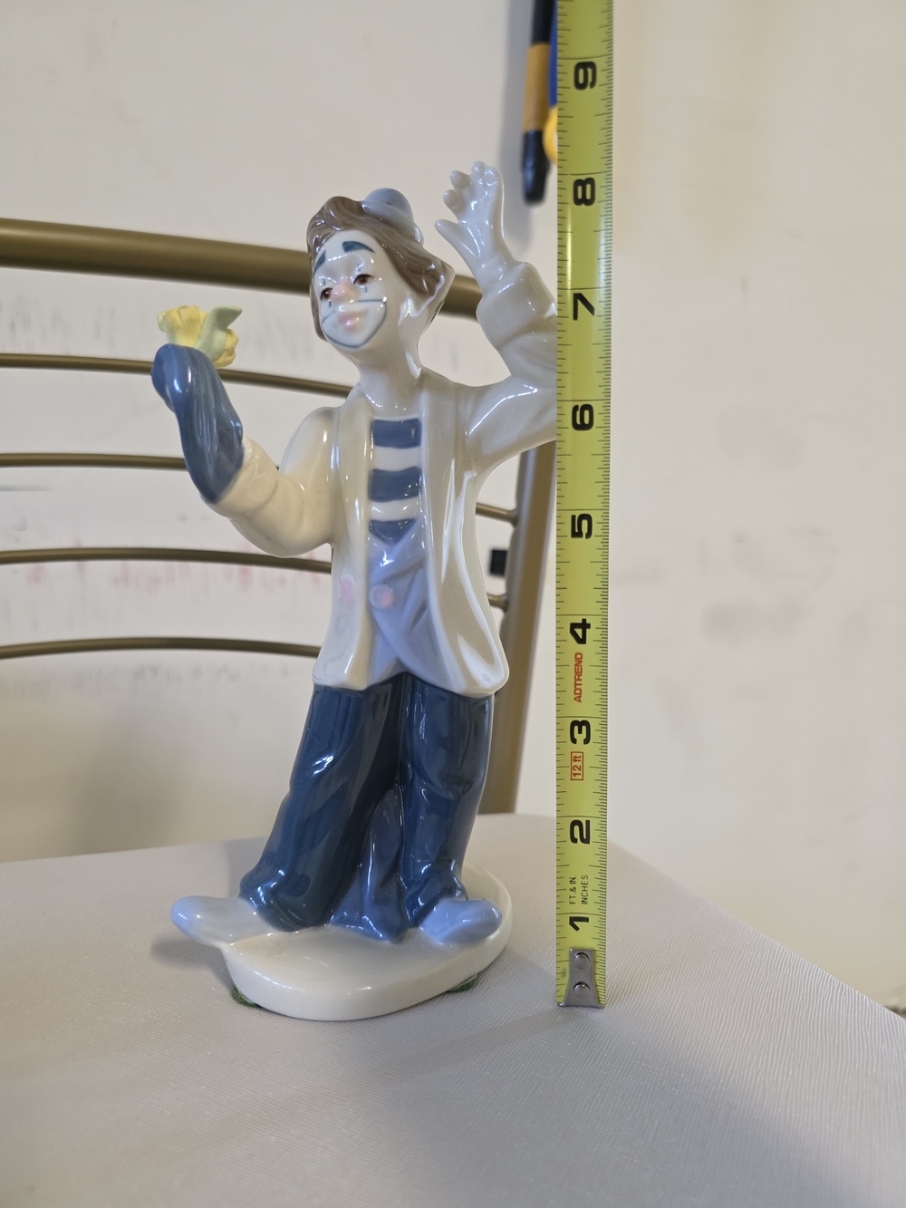 Porcelain Clown Figurine in Blue and White